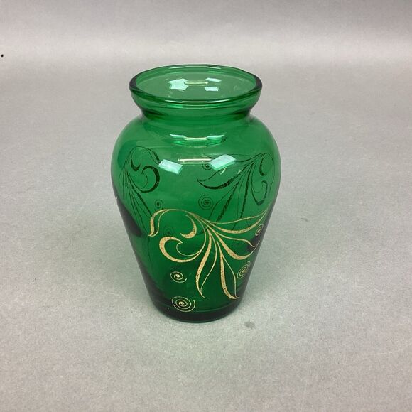 Vintage 1950s Anchor Hocking Emerald Green Mini Glass Vase - 3.75” - Picture 3 of 8